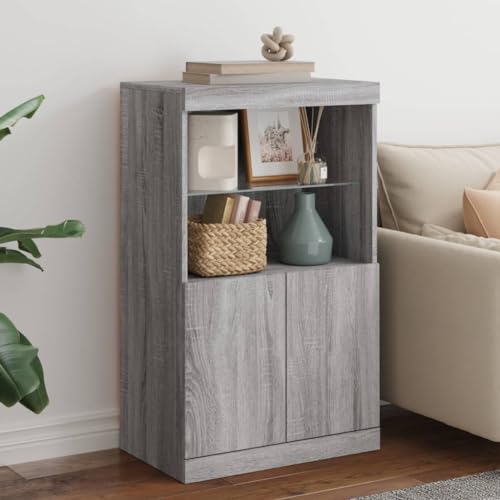 INLIFE Sideboard mit LED-Leuchten Grau Sonoma 60,5x37x100 cm,Möbel,Schränke,Sideboards,Grau,27.04 KG,836670 von INLIFE