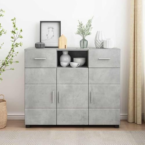INLIFE Sideboard mit Tür Betongrau 88.5 x 30.5 x 73 cm Holzwerkstoff,Möbel,Möbelgarnituren,Wohnzimmermöbel-Sets,Betongrau,27.54 KG,880284 von INLIFE