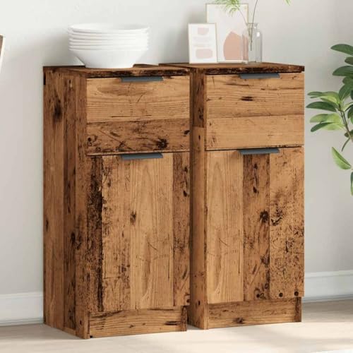 INLIFE Sideboards 2 STK. Altholz-Optik 30x30x70 cm Holzwerkstoff,Möbel,Schränke,Sideboards,Braun,23.8 KG,856952 von INLIFE