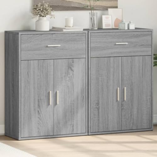 INLIFE Sideboards 2 STK. Grau Sonoma 60x30x84 cm Holzwerkstoff,Möbel,Schränke,Sideboards,Grau,45.56 KG,3276600 von INLIFE