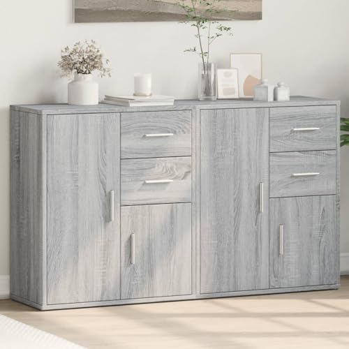 INLIFE Sideboards 2 STK. Grau Sonoma-Eiche 60x31x70 cm Holzwerkstoff,Möbel,Schränke,Sideboards,Grau,43.68 KG,3276565 von INLIFE