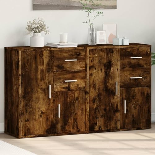 INLIFE Sideboards 2 STK. Räuchereiche 60x31x70 cm Holzwerkstoff,Möbel,Schränke,Sideboards,Braun,43.78 KG,3276564 von INLIFE