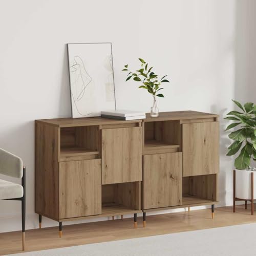 INLIFE Sideboards 2 pcs Eiche handwerklich 120 x 35 x 70 cm,Möbel,Schränke,Sideboards,Beige,35.18 KG,3394558 von INLIFE