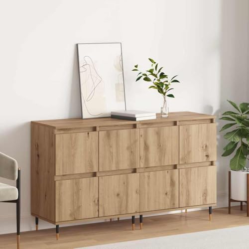 INLIFE Sideboards 2 pcs Eiche handwerklich 120 x 35 x 70 cm,Möbel,Schränke,Sideboards,Beige,38.32 KG,3394528 von INLIFE