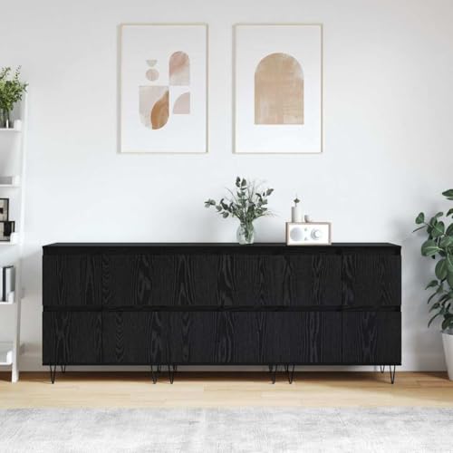 INLIFE Sideboards 3 pcs Schwarze Eiche 180 x 35 x 70 cm Holzwerkstoff,Möbel,Schränke,Sideboards,Schwarz,58.92 KG,3394526 von INLIFE