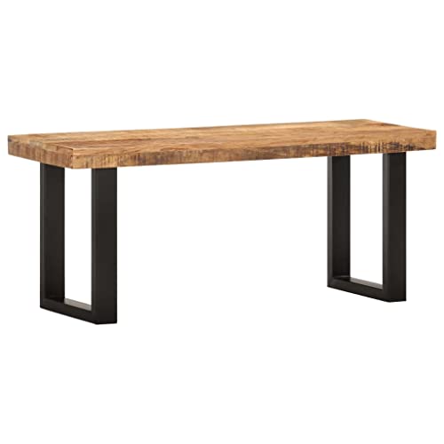 INLIFE Sitzbank 110 cm Raues Mango-Massivholz und Stahl von INLIFE