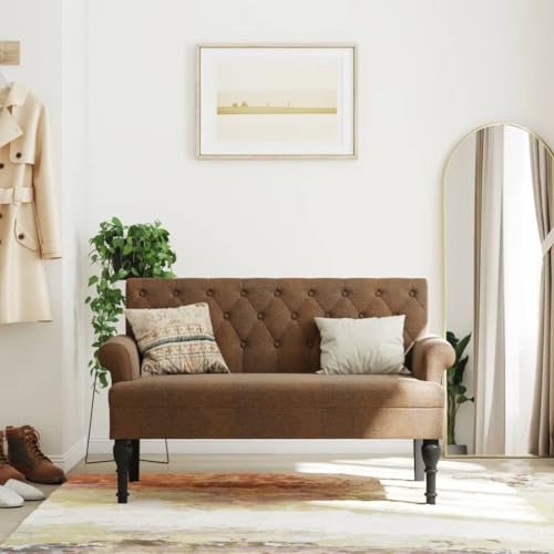INLIFE Sitzbank mit Rückenlehne Braun 120x62x75,5 cm Wildleder-Optik,Möbel,Sitzbänke,Braun,17.4 KG,372129 von INLIFE