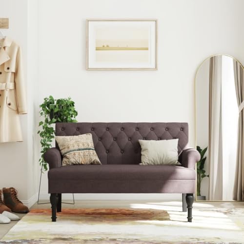 INLIFE Sitzbank mit Rückenlehne Dunkelbraun 120x62x75,5 cm Stoff,Möbel,Sitzbänke,Braun,17.4 KG,372123 von INLIFE