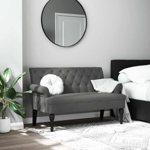 INLIFE Sitzbank mit Rückenlehne Dunkelgrau 120x62x75,5 cm Stoff,Möbel,Sitzbänke,Grau,17.4 KG,372121 von INLIFE