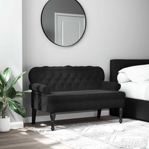 INLIFE Sitzbank mit Rückenlehne Schwarz 119,5x64,5x75 cm Samt,Möbel,Sitzbänke,Schwarz,17.4 KG,372161 von INLIFE