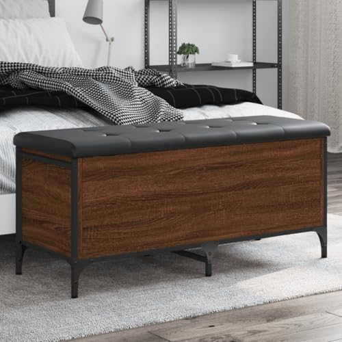 INLIFE Sitzbank mit Stauraum Braun Eiche 102x42x45 cm Holzwerkstoff,Möbel,Sitzbänke,Truhen- & Flurbänke,Braun,24.2 KG,835151 von INLIFE
