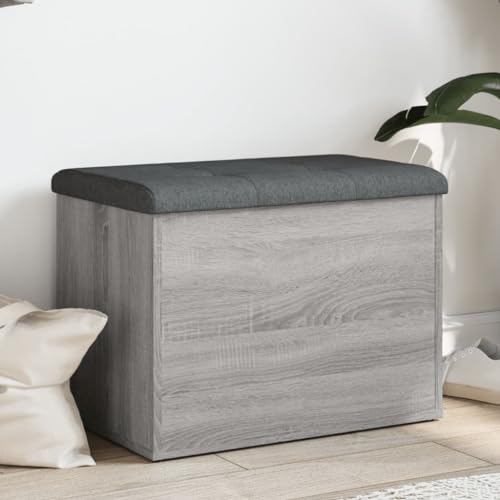INLIFE Sitzbank mit Stauraum Grau Sonoma 62x42x45 cm Holzwerkstoff,Möbel,Sitzbänke,Truhen- & Flurbänke,Grau,16.17 KG,835045 von INLIFE