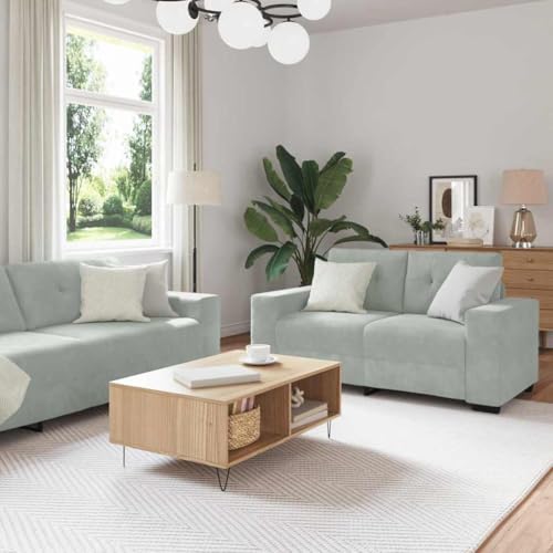 INLIFE Sofa Set mit Kissen 3 pcs Grau 221 x 78 x 80 cm Samt,Möbel,Sofas,Hellgrau,73.2 KG,3324639 INLIFE Sofa Set mit Kissen 3 pcs Grau 221 x 78 x 80 cm Samt,Möbel,Sofas,Hellgrau,73.2 KG,3324639 von INLIFE