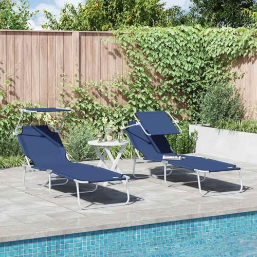 INLIFE Sonnenliege 2-Person 2 pcs Blau 58 x 188 x 77cm Stoff,Möbel,Gartenmöbel,Gartensitzmöbel,Sonnenliegen,Blau,10.6 KG,42003059 von INLIFE