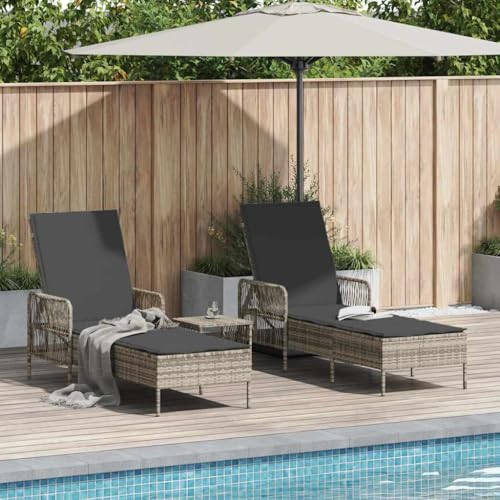 INLIFE Sonnenliege 2-Person 2 pcs Hellgrau 35 x 35 x 32cm Poly-Rattan,Möbel,Gartenmöbel,Gartensitzmöbel,Sonnenliegen,Hellgrau,29 KG,365437 von INLIFE