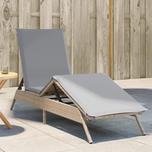 INLIFE Sonnenliege mit Auflage Beige Poly Rattan,Möbel,Gartenmöbel,Gartensitzmöbel,Sonnenliegen,Beige,14.4 KG,4002704 von INLIFE