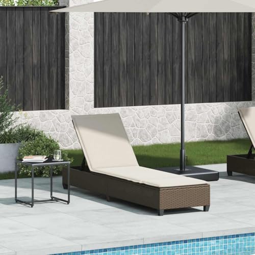 INLIFE Sonnenliege mit Auflagen Braun 55x200x25,5cm Poly Rattan,Möbel,Gartenmöbel,Gartensitzmöbel,Sonnenliegen,Braun,15.8 KG,4104094 von INLIFE