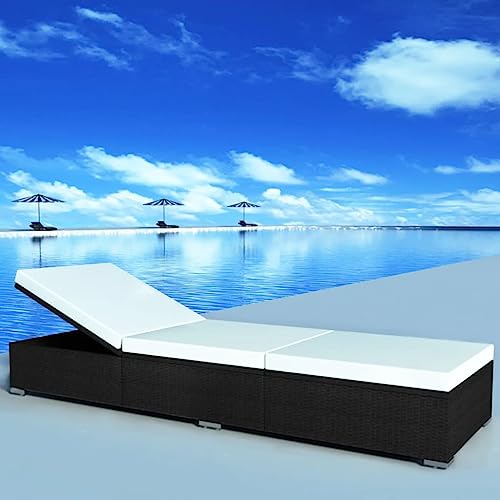 INLIFE Sonnenliege mit Cremeweißer Auflage Poly Rattan Schwarz,Möbel,Gartenmöbel,Gartensitzmöbel,Sonnenliegen,Schwarz,17.8 KG,317104 INLIFE Sonnenliege mit Cremeweißer Auflage Poly Rattan Schwarz,Möbel,Gartenmöbel,Gartensitzmöbel,Sonnenliegen,Schwarz,17.8 KG,317104 von INLIFE