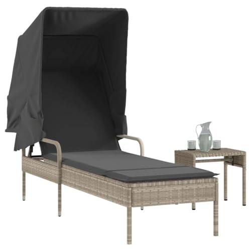 INLIFE Sonnenliege mit Dach und Tisch Hellgrau Poly Rattan,Möbel,Gartenmöbel,Gartensitzmöbel,Sonnenliegen,Grau,19.6 KG,368202 INLIFE Sonnenliege mit Dach und Tisch Hellgrau Poly Rattan,Möbel,Gartenmöbel,Gartensitzmöbel,Sonnenliegen,Grau,19.6 KG,368202 von INLIFE