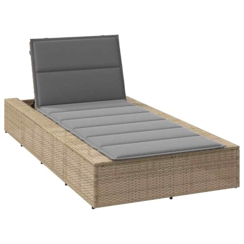 INLIFE Sonnenliege mit schwebender Auflage Beige Poly Rattan,Möbel,Gartenmöbel,Gartensitzmöbel,Sonnenliegen,Beige,22.8 KG,4104205 von INLIFE