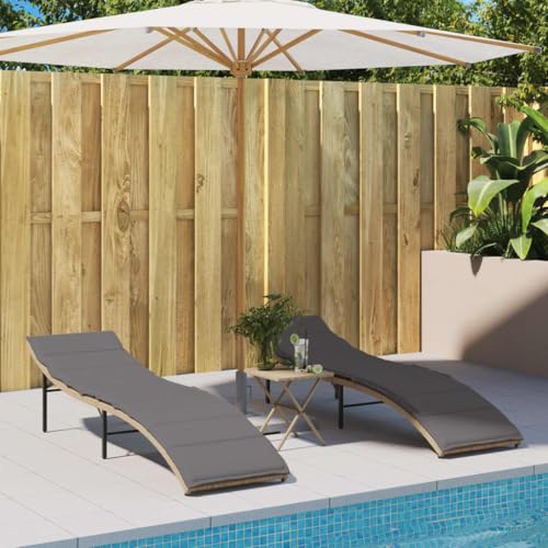 INLIFE Sonnenliegen 2 STK. mit Auflagen Beige Poly Rattan,Möbel,Gartenmöbel,Gartensitzmöbel,Sonnenliegen,Beige,23.2 KG,3277305 von INLIFE