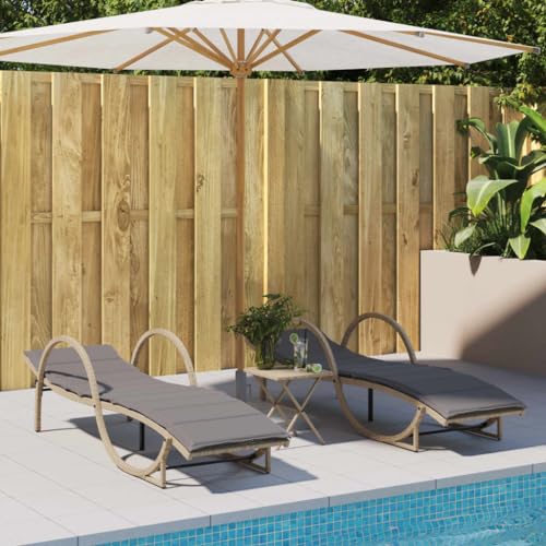 INLIFE Sonnenliegen 2 STK. mit Auflagen Beige Poly Rattan,Möbel,Gartenmöbel,Gartensitzmöbel,Sonnenliegen,Beige,28.8 KG,3277311 von INLIFE
