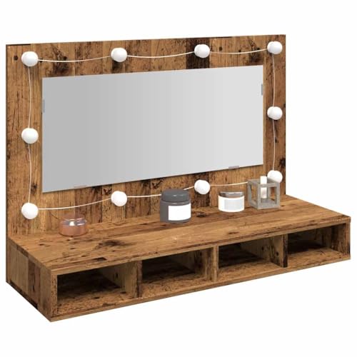 INLIFE Spiegelschrank mit LED Altholz 90x31,5x62 cm,Möbel,Schränke,Spiegel- & Waschbeckenunterschränke,Badezimmerwaschtische,Braun,17.65 KG,857005 von INLIFE