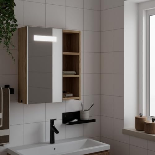 INLIFE Spiegelschrank mit LED-Beleuchtung Eichenoptik 45x13x52 cm,Möbel,Schränke,Spiegel- & Waschbeckenunterschränke,Badezimmerwaschtische,Braun,8 KG,357968 INLIFE Spiegelschrank mit LED-Beleuchtung Eichenoptik 45x13x52 cm,Möbel,Schränke,Spiegel- & Waschbeckenunterschränke,Badezimmerwaschtische,Braun,8 KG,357968 von INLIFE