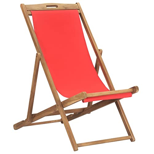 INLIFE Strandstuhl Klappbar Massivholz Teak Rot von INLIFE