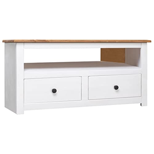 INLIFE TV-Eckschrank Weiß 93 x 49 x 49 cm Massivholz Panama-Kiefer von INLIFE