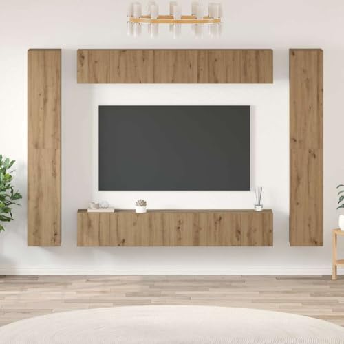INLIFE TV-Schrank-Set 10 pcs Eiche handwerklich 30,5 x 30 x 90 cm,Möbel,TV-Möbel,Braun,109.9 KG,3393152 von INLIFE
