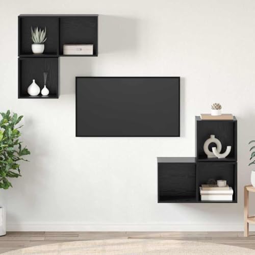INLIFE TV-Schrank-Set 4 pcs Schwarze Eiche 37 x 37 x 72 cm,Möbel,TV-Möbel,Schwarz,41.3 KG,3393289 von INLIFE