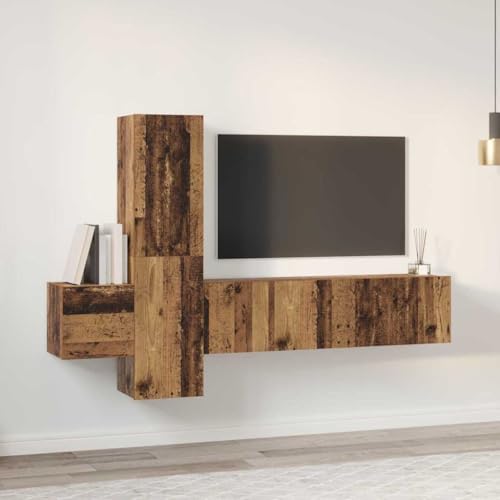 INLIFE TV-Schrank-Set 5 pcs Altholz 181 x 30 x 120 cm Holzwerkstoff,Möbel,TV-Möbel,Braun,43.9 KG,3393480 von INLIFE