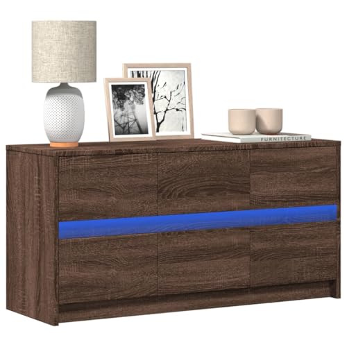 INLIFE TV-Schrank mit LED-Beleuchtung Braun Eichen-Optik 100x34x50 cm,Möbel,TV-Möbel,Braun,31.1 KG,852221 von INLIFE