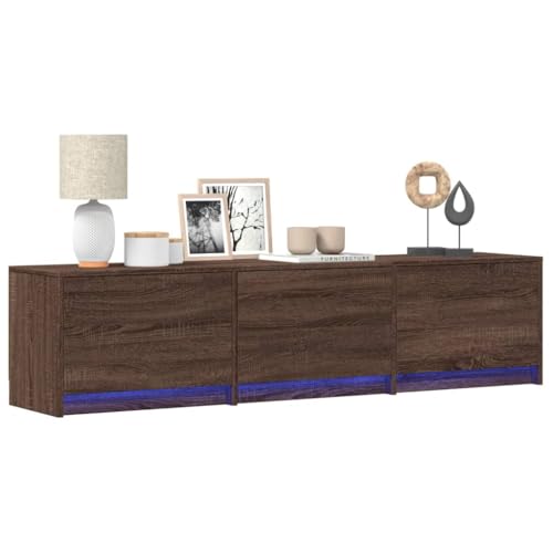 INLIFE TV-Schrank mit LED-Beleuchtung Braun Eichen-Optik 165x34x40 cm,Möbel,TV-Möbel,Braun,30.6 KG,852256 von INLIFE