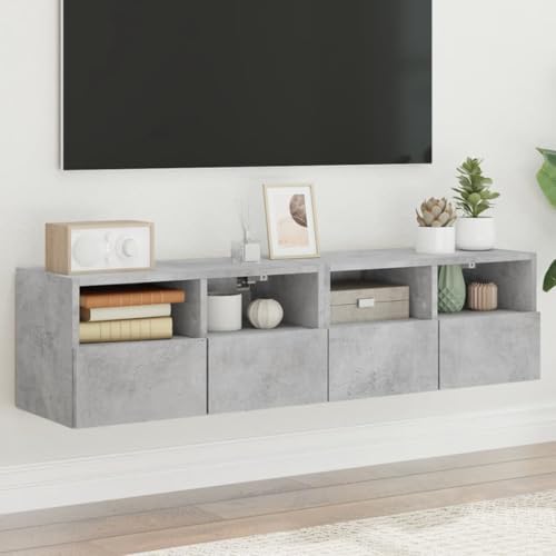 INLIFE TV-Wandschränke 2 STK. Betongrau 60x30x30 cm Holzwerkstoff,Möbel,TV-Möbel,Grau,21.52 KG,836861 von INLIFE