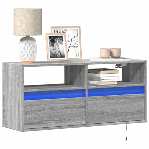 INLIFE TV-Wandschrank mit LED-Beleuchtung Grau Sonoma 100x31x45 cm,Möbel,TV-Möbel,Grau,23.1 KG,852339 von INLIFE