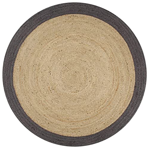 INLIFE Teppich Handgefertigt Jute mit Dunkelgrauem Rand 90 cm von INLIFE