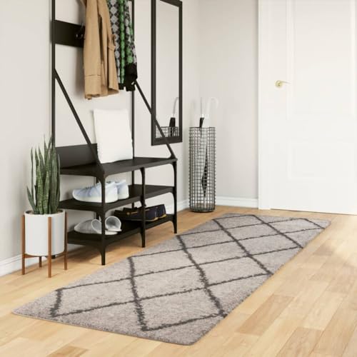 INLIFE Teppich Shaggy Hochflor Modern Beige und Anthrazit 80x250 cm,Heim & Garten,Dekoration,Teppiche,Mehrfarbig,3.75 KG,375385 von INLIFE