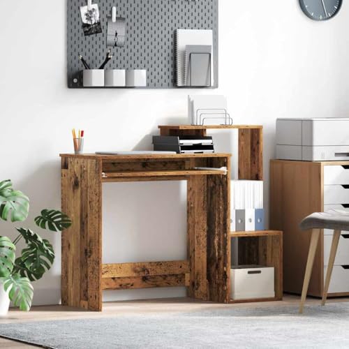 INLIFE Tisch mit Regal Altholz 106 x 40 x 88,5 cm Holzwerkstoff,Möbel,Büromöbel,Schreibtische,Braun,22.15 KG,869472 von INLIFE