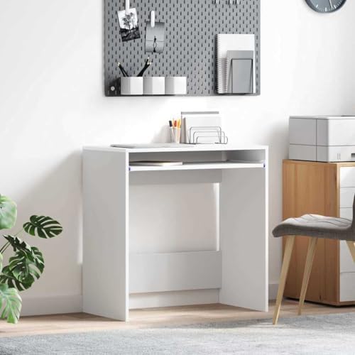 INLIFE Tisch mit Regal Weiß 77,5 x 43 x 79 cm Holzwerkstoff,Möbel,Büromöbel,Schreibtische,Weiß,17.45 KG,869514 von INLIFE