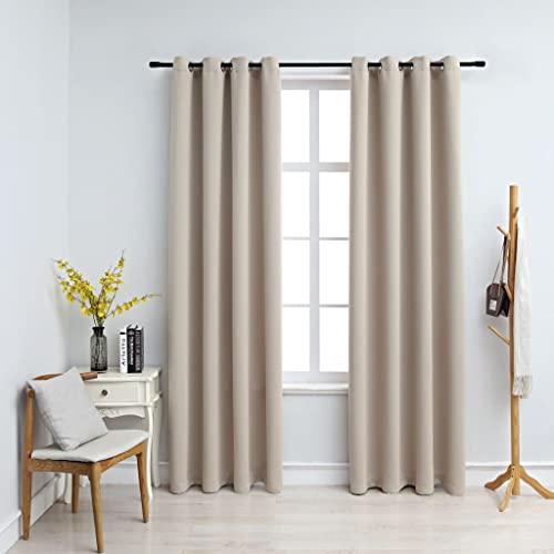 INLIFE Verdunkelungsvorhänge mit Metallösen 2 STK. Beige 140x175 cm von INLIFE