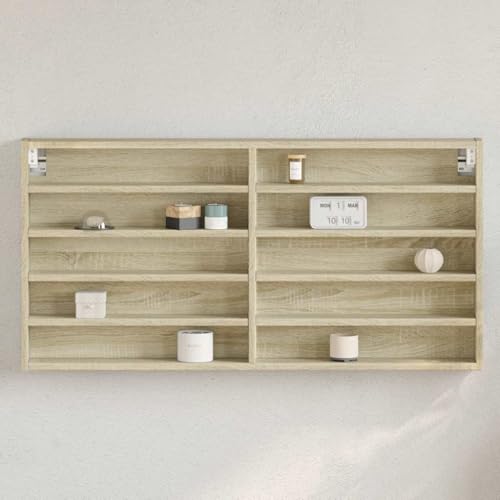 INLIFE Vitrinenschrank Sonoma-Eiche 100x8,5x50 cm Holzwerkstoff,Möbel,Regalsysteme,Wandregale,Braun,8.8 KG,847949 von INLIFE