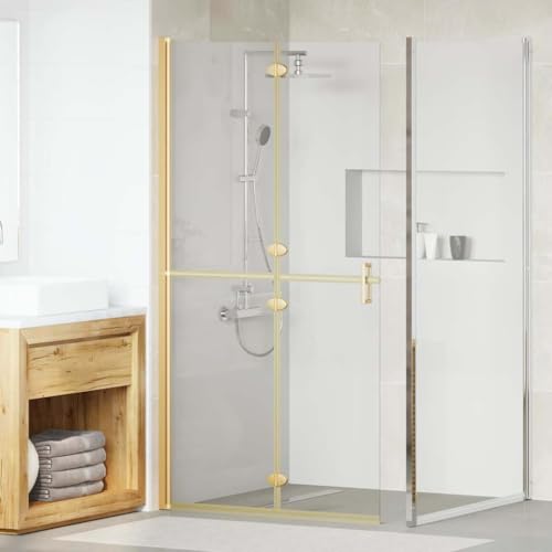 INLIFE Walk-in Duschwand Sonstiges Golden und Transparent 100 x 190 cm,Heimwerkerbedarf,Sanitärbedarf,Zubehör für sanitäre Anlagen,Duschkabinen Zubehör,Duschwände,Gold,25.3 KG,42017972 von INLIFE