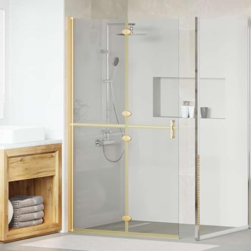 INLIFE Walk-in Duschwand Sonstiges Golden und Transparent 110 x 190 cm,Heimwerkerbedarf,Sanitärbedarf,Zubehör für sanitäre Anlagen,Duschkabinen Zubehör,Duschwände,Gold,27.8 KG,42017973 von INLIFE