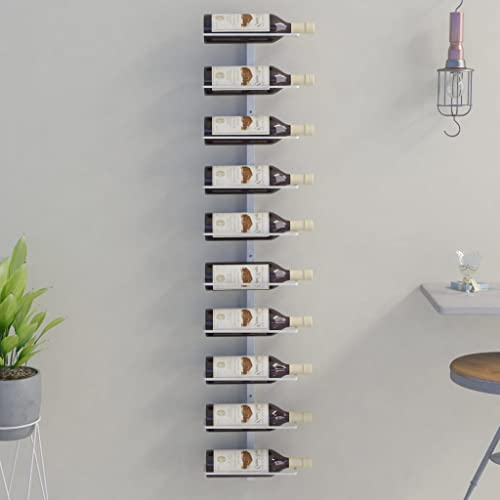 INLIFE Wand-Weinregal für 10 Flaschen Weiß Metall von INLIFE