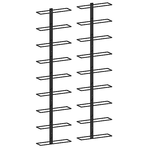 INLIFE Wand-Weinregale für 18 Flaschen 2 STK. Schwarz Eisen,Möbel,Schränke,Weinregale,Schwarz,5.11 KG,289562 von INLIFE