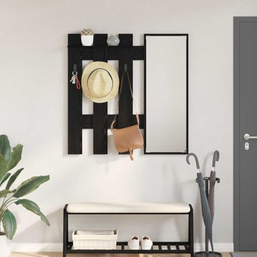 INLIFE Wandmontierter Kleiderständer Schwarz Eiche 100 x 10 x 100 cm,Möbel,Regalsysteme,Wandregale,Schwarz,16.46 KG,874508 von INLIFE