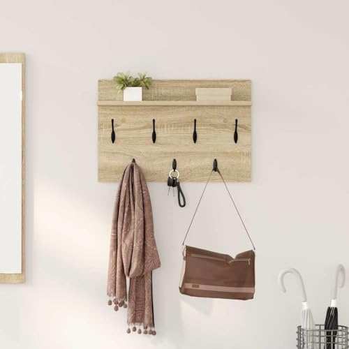 INLIFE Wandmontierter Kleiderständer Sonoma Eiche 80 x 40 x 12 cm,Möbel,Regalsysteme,Wandregale,Braun,5.66 KG,874437 von INLIFE