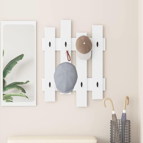 INLIFE Wandmontierter Kleiderständer Weiß 60 x 3 x 82 cm Holzwerkstoff,Möbel,Regalsysteme,Wandregale,Weiß,5.38 KG,874475 von INLIFE